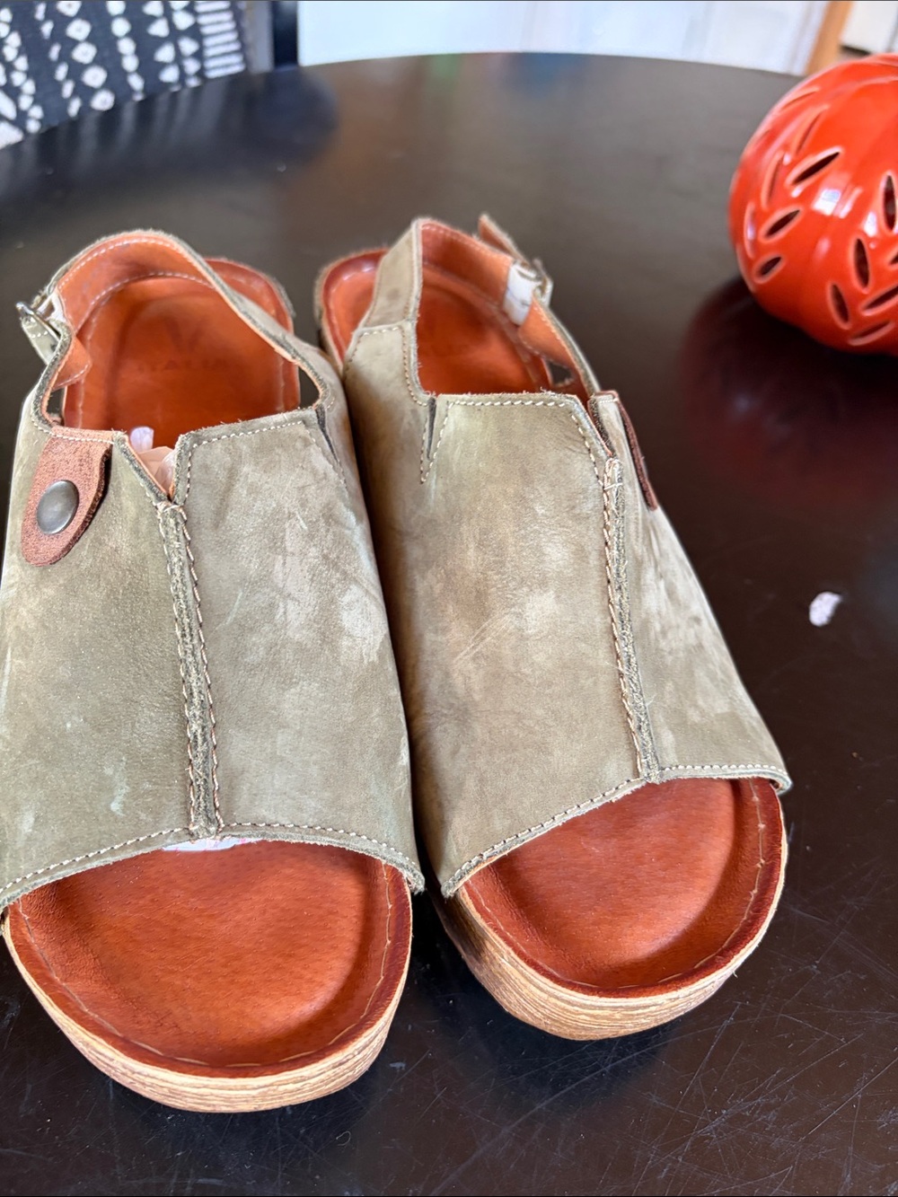 Women’s Olive Suede Open-Toe Slingback Sandals